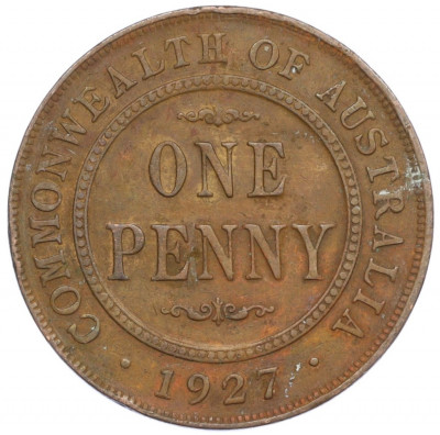 1 пенни 1927 года Австралия