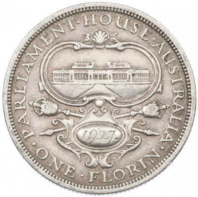 1 флорин 1927 года Австралия «Открытие здания парламента в Канберре»
