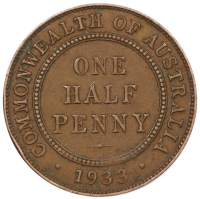 1/2 пенни 1933 года Австралия