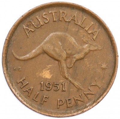 1/2 пенни 1951 года Австралия