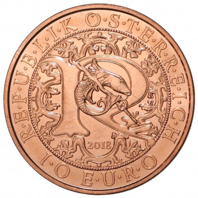 10 евро 2018 года Австрия «Посланники небес — Архангел Рафаил»