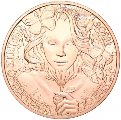 10 евро 2022 года Австрия «Язык цветов — Бархатцы»