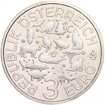 3 евро 2017 года Австрия «Животные со всего мира — Волк»