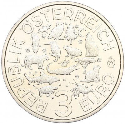 3 евро 2017 года Австрия «Животные со всего мира — Крокодил»