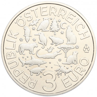 3 евро 2018 года Австрия «Животные со всего мира — Акула»