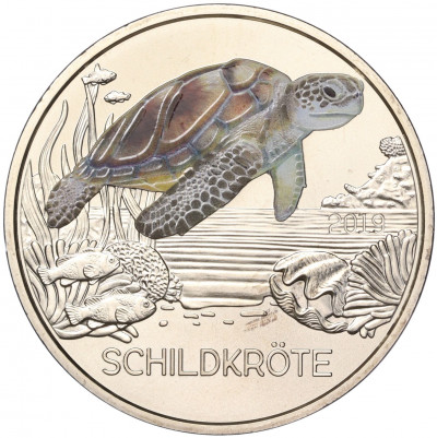 3 евро 2019 года Австрия «Животные со всего мира — Черепаха»
