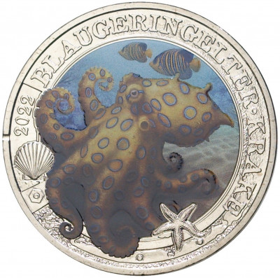 3 евро 2022 года Австрия «Синекольчатый осьминог»