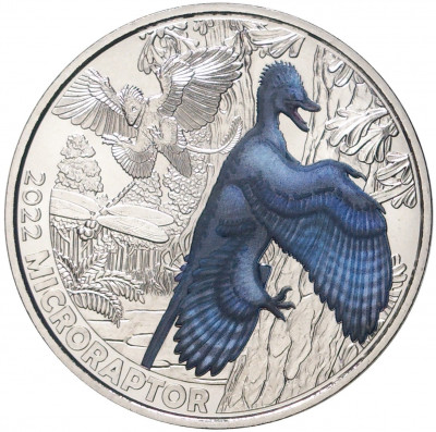 3 евро 2022 года Австрия «Супер динозавры — Микрораптор»