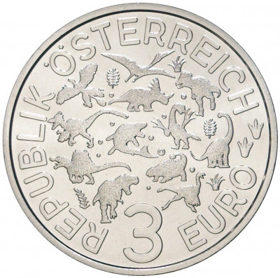 3 евро 2022 года Австрия «Супер динозавры — Орнитомим»