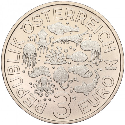 3 евро 2023 года Австрия «Светящаяся морская жизнь — Антарктический криль»