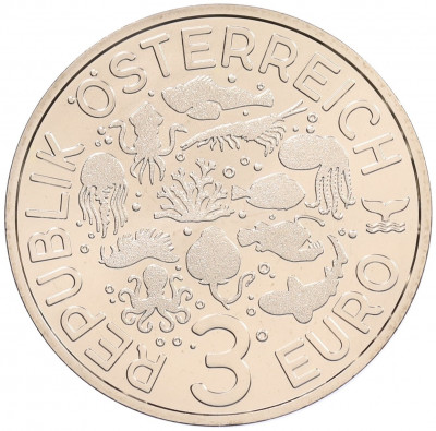 3 евро 2025 года Австрия «Светящаяся морская жизнь — Голожаберный моллюск»