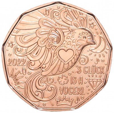 5 евро 2022 года Австрия «Птица счастья»