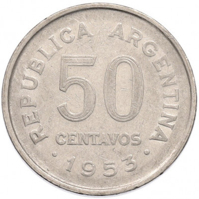 50 сентаво 1953 года Аргентина