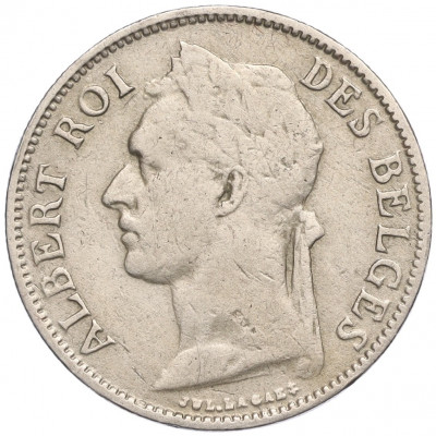 50 сантимов 1925 года Бельгийское Конго — легенда на французском (CONGO BELGE / DES BELGES)