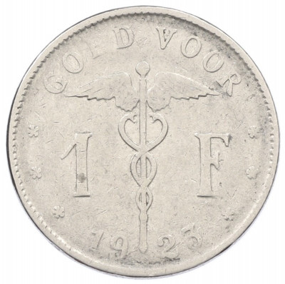 1 франк 1923 года Бельгия (Надпись на голландском — BELGIE)