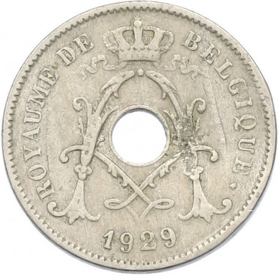 10 сантимов 1929 года Бельгия — Надпись на французском (BELGIQUE)