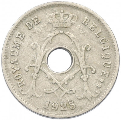 5 сантимов 1925 года Бельгия — Надпись на французском (BELGIQUE)