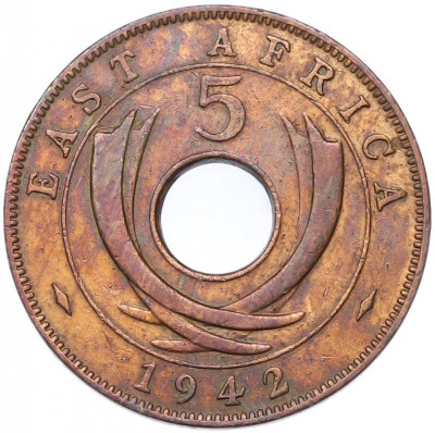 5 центов 1942 года Британская Восточная Африка