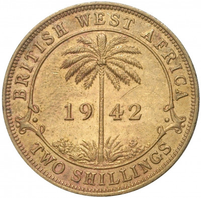 2 шиллинга 1942 года KN Британская Западная Африка