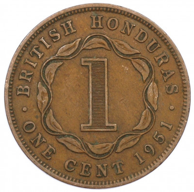1 цент 1951 года Британский Гондурас