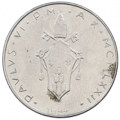 100 лир 1972 года Ватикан