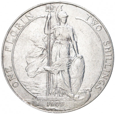 1 флорин (2 шиллинга) 1909 года Великобритания