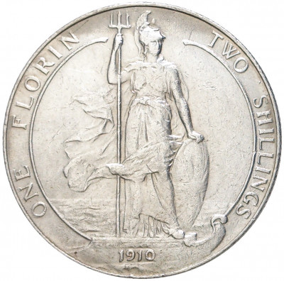 1 флорин (2 шиллинга) 1910 года Великобритания