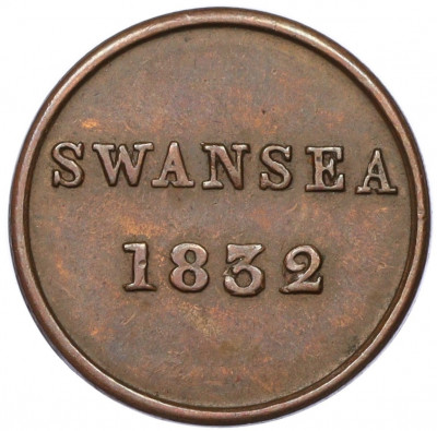 Токен 1 фартинг 1832 года Великобритания (Суонси)