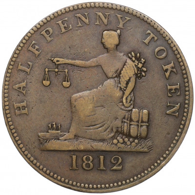 Токен 1/2 пенни 1812 года Великобритания
