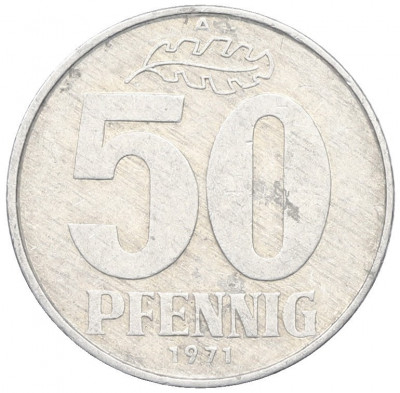 50 пфеннигов 1971 года Восточная Германия (ГДР)