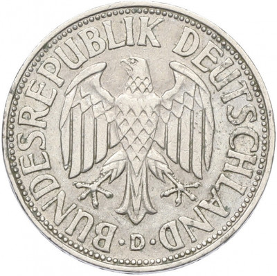 1 марка 1962 года D Западная Германия (ФРГ)