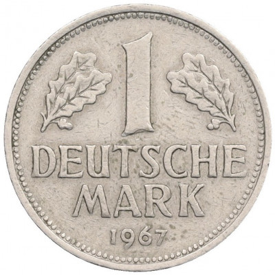 1 марка 1967 года J Западная Германия (ФРГ)
