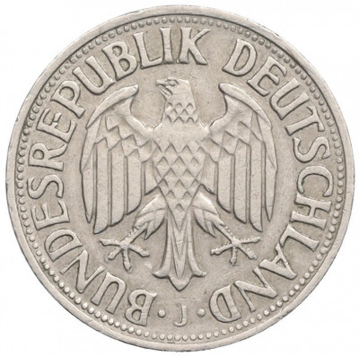 1 марка 1967 года J Западная Германия (ФРГ)