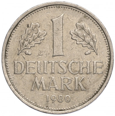 1 марка 1980 года J Западная Германия (ФРГ)