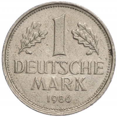1 марка 1986 года F Западная Германия (ФРГ)