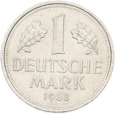 1 марка 1988 года J Западная Германия (ФРГ)