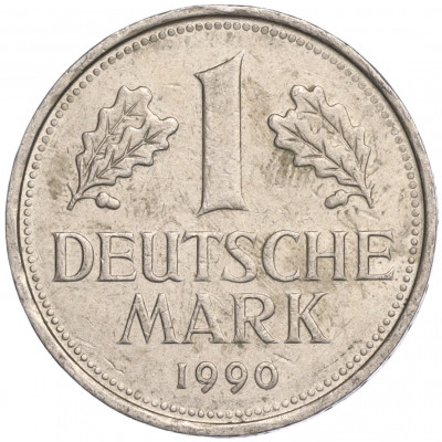 1 марка 1990 года F Западная Германия (ФРГ)