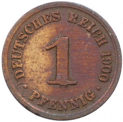 1 пфенниг 1900 года D Германия