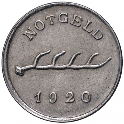 1 пфенниг 1920 года Германия — город Мергентхайм (Нотгельд)