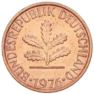 1 пфенниг 1976 года D Западная Германия (ФРГ)