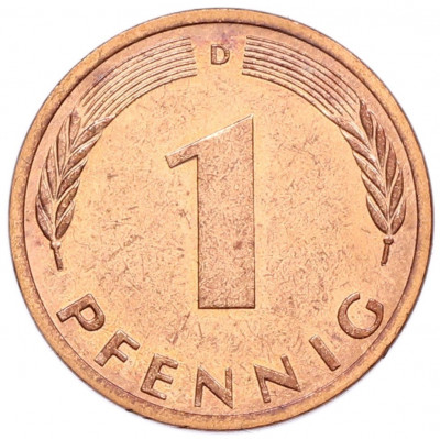 1 пфенниг 1976 года D Западная Германия (ФРГ)