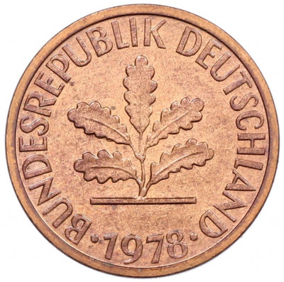 1 пфенниг 1978 года D Западная Германия (ФРГ)