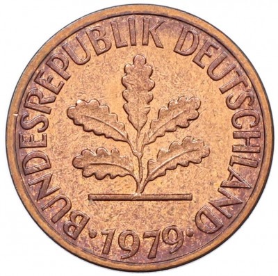 1 пфенниг 1979 года D Западная Германия (ФРГ)