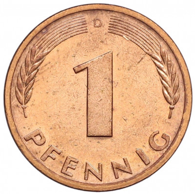 1 пфенниг 1979 года D Западная Германия (ФРГ)
