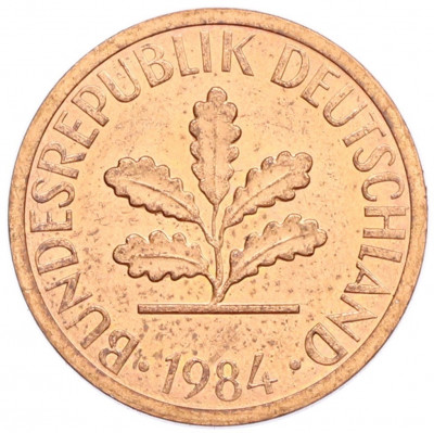 1 пфенниг 1984 года D Западная Германия (ФРГ)