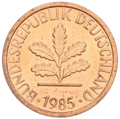 1 пфенниг 1985 года G Западная Германия (ФРГ)