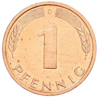 1 пфенниг 1988 года D Западная Германия (ФРГ)