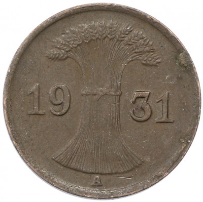 1 рейхспфенниг 1931 года A Германия