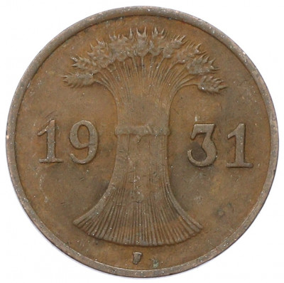 1 рейхспфенниг 1931 года F Германия