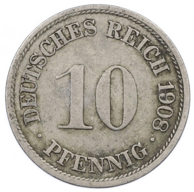 10 пфеннигов 1908 года F Германия